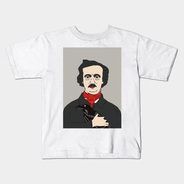 Edgar Allan Poe Kids T-Shirt by grekhov